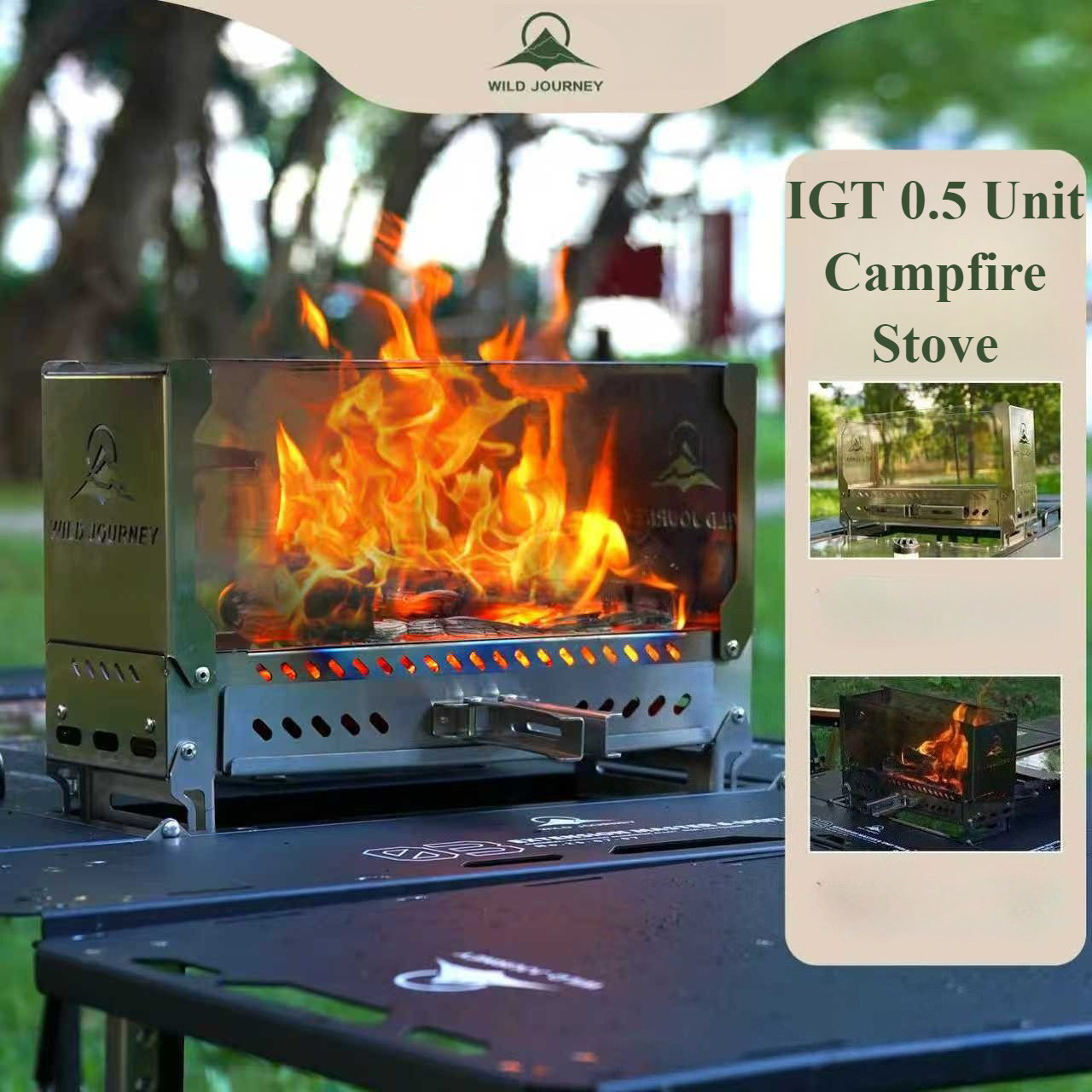 Outdoor Camping Oven - SmiloDon キャンプ折りたたみ式火鉢 IGT ハーフユニット焚き火ストーブ デスクトップ焚き火炉 防風薪ストーブ