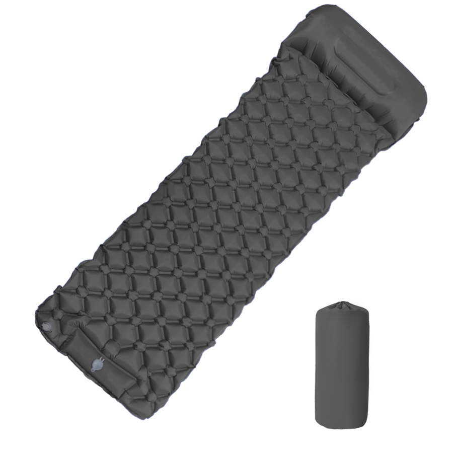 Outdoor Camping Mat - 190*60 センチメートル屋外キャンプインフレータブルマットレススリーピングパッド枕付き超軽量エアマット内蔵インフレータポンプハイキング RV