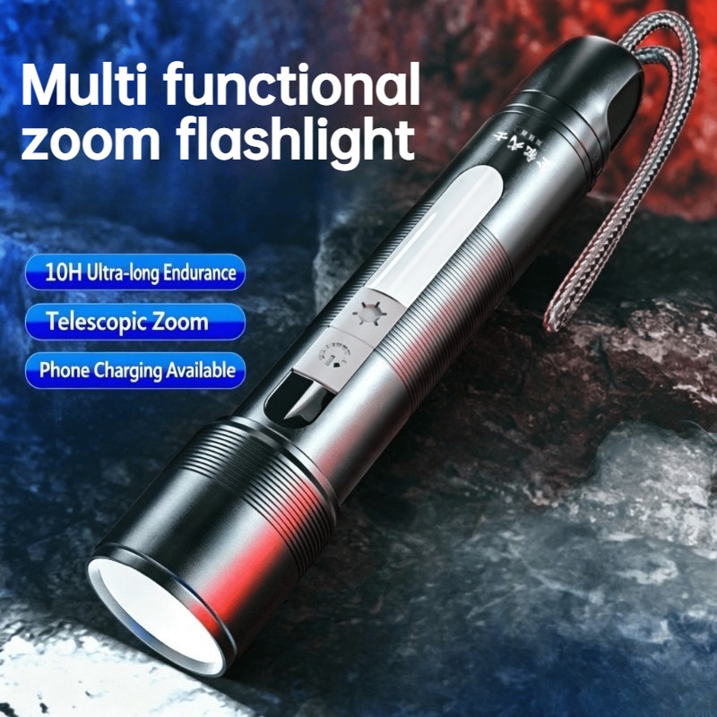 Outdoor Camping Light Portable - 多機能 LED 懐中電灯ズーム可能な COB サイドライト充電式パワーバンクポータブル防水トーチアウトドアキャンプハイキング