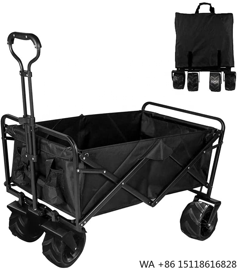 Outdoor Camping Set - 新型大容量大型ホイールブレーキ付きポータブルローリングヘビーデューティー折りたたみ式カートユーティリティ折りたたみキャンプワゴン