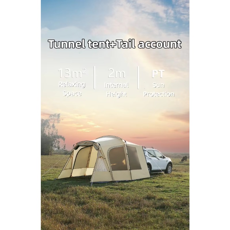 Outdoor Camping Car Tail Tent - テント工場カスタムメイド屋外防水カールーフテントキャンプ用ポータブルシンプルカーエクステンデッドキャンピングリアテント
