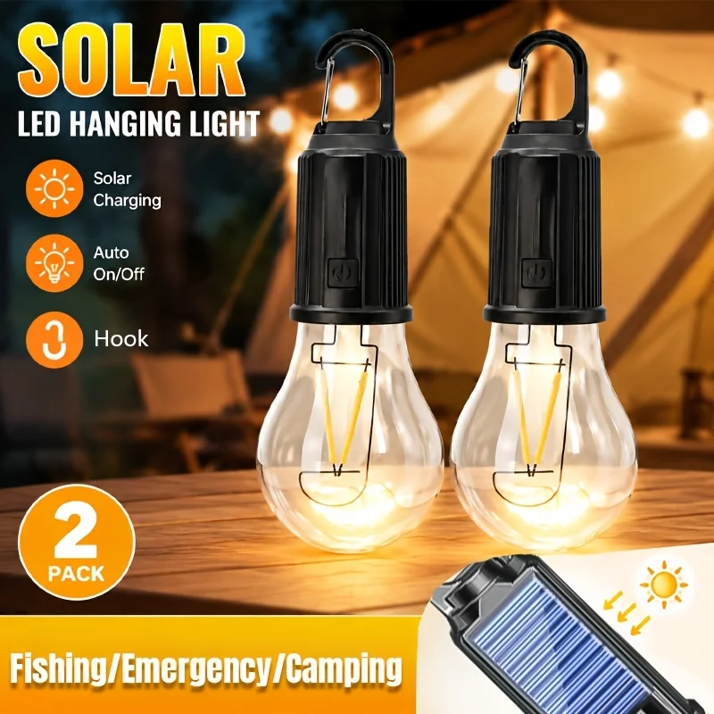 Camping Solar Lantern - ソーラー LED キャンプライト Type-C 充電式吊り下げテントライト 3