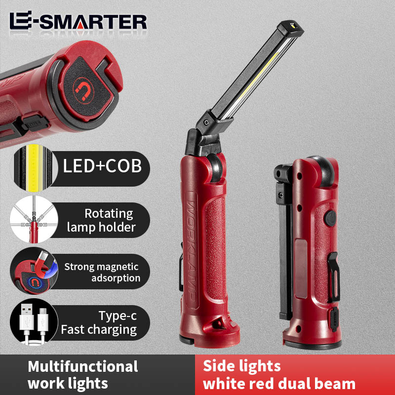 Outdoor Camping Light Portable - COB LED ワークライト充電式折りたたみ懐中電灯屋外キャンプ車修理照明ポータブルランプ磁気吊りフック付き