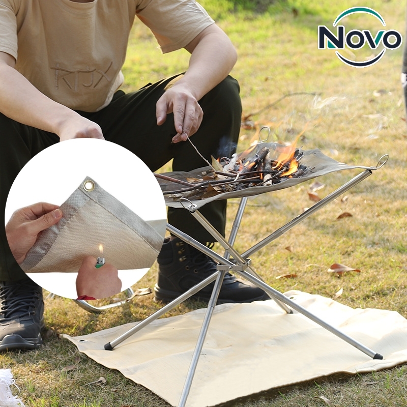 Outdoor Camping Mat - アウトドアキャンプ用耐火マット、焚き火、バーベキューグリル、暖炉用断熱地盤保護マット、ファイバーグラス製ファイヤーピットマット