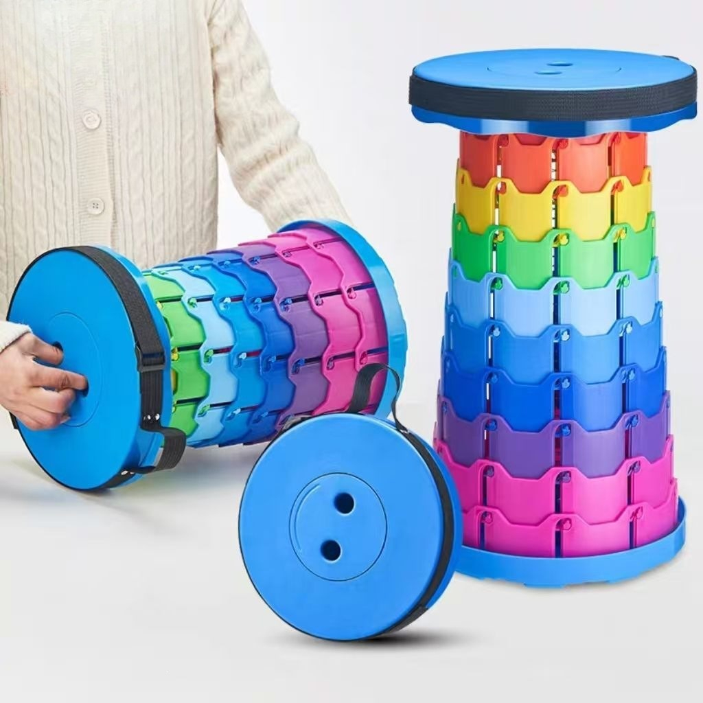 Outdoor Camping Set - レインボー伸縮式キャンプスツール ポータブル 厚手 折りたたみ式 調節可能 アウトドア