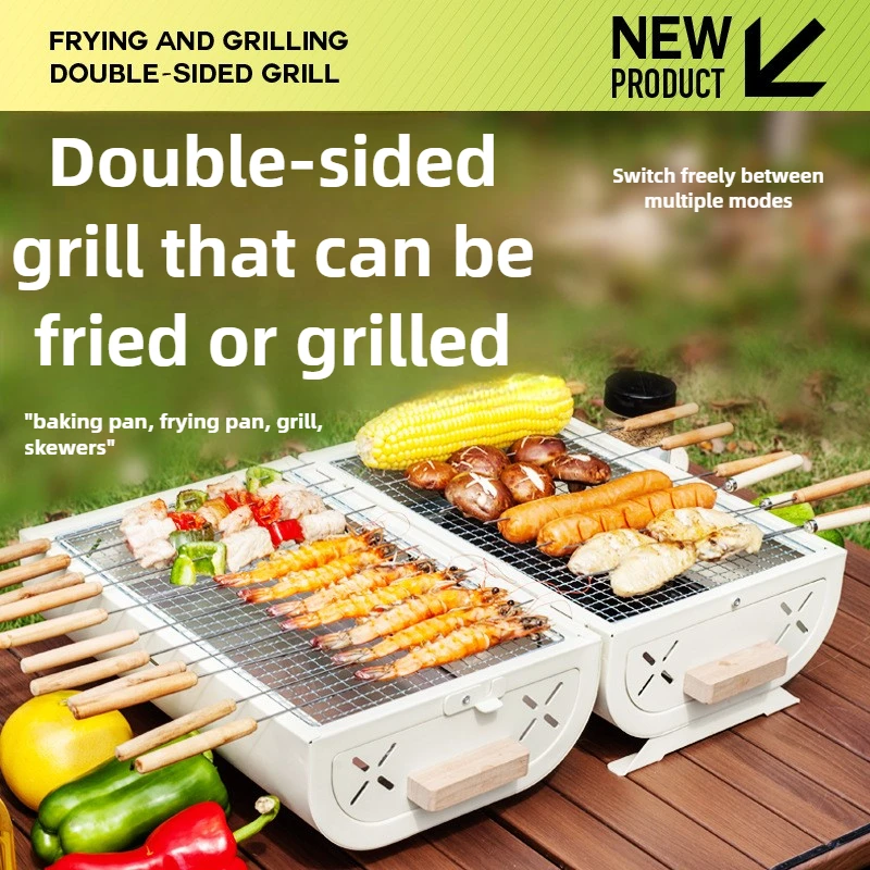 Outdoor Camping Oven - バーベキューオーブン家庭用グリルポータブル屋外キャンプ禁煙グリルバーベキュー調理器具両面使用可能