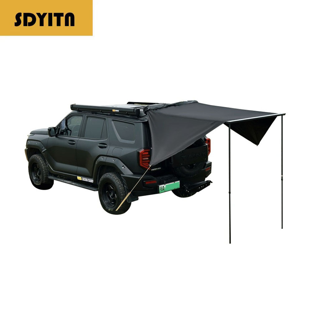 Outdoor Camping Car Tail Tent - アルミ合金製 ブラック ダブルウィング トップ アウトドア キャンプ