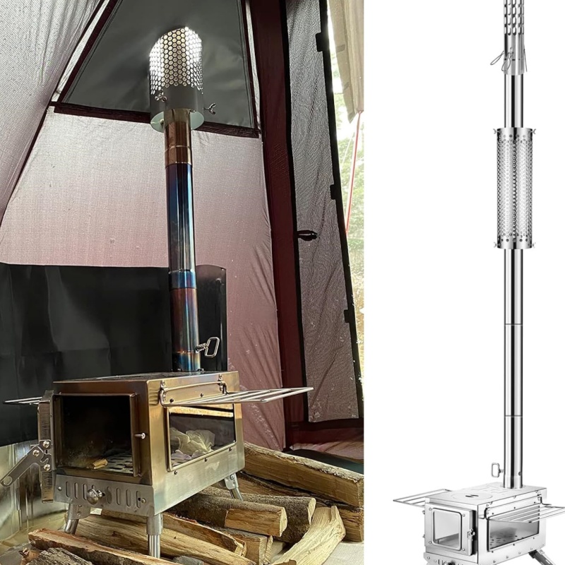 キャンプストーブパイプステンレス鋼煙突チューブ屋外テント用薪 - Outdoor Camping Oven のレビューと価格