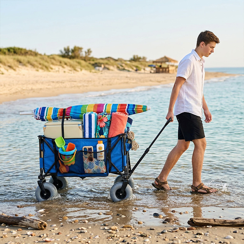 折りたたみ式メタルビーチワゴン、クイックリリーススイベルバル - Outdoor Camping Set のレビューと価格