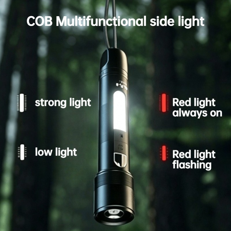 多機能 LED 懐中電灯ズーム可能な COB サイドライト充 - Outdoor Camping Light Portable のレビューと価格