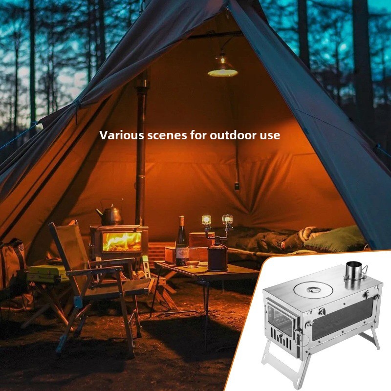 430 ステンレス鋼ポータブルテントストーブ折りたたみ式サイ - Outdoor Camping Oven のレビューと価格