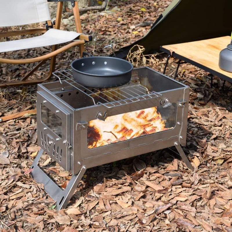 430 ステンレス鋼ポータブルテントストーブ折りたたみ式サイ - Outdoor Camping Oven のレビューと価格