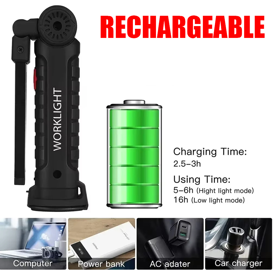 ポータブル LED 懐中電灯 磁気フック付き 屋外修理作業灯 - Outdoor Camping Light Portable のレビューと価格