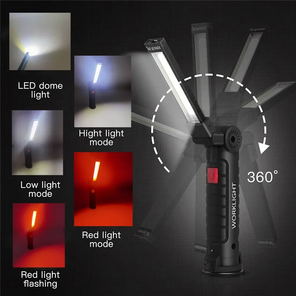 ポータブル COB LED 懐中電灯 USB 充電式ワークラ - Outdoor Camping Light Portable のレビューと価格