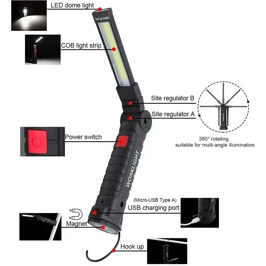 充電式磁気作業灯懐中電灯ポータブルキャンプランタンLEDラン - Outdoor Camping Light Portable のレビューと価格