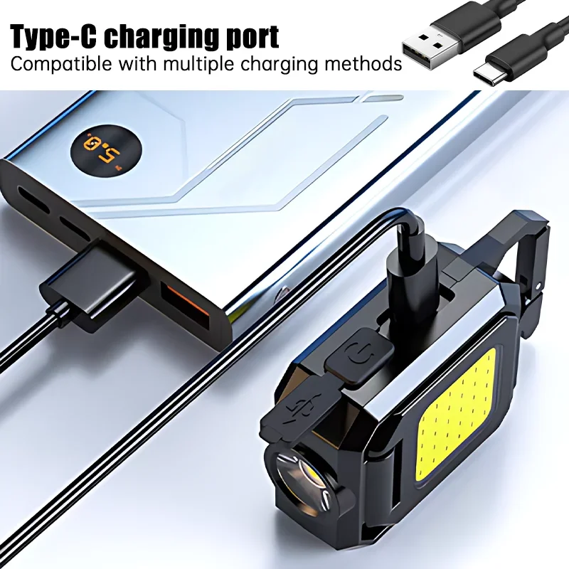ミニ懐中電灯キーホルダーライト COB ワークライト USB - Outdoor Camping Light Portable のレビューと価格