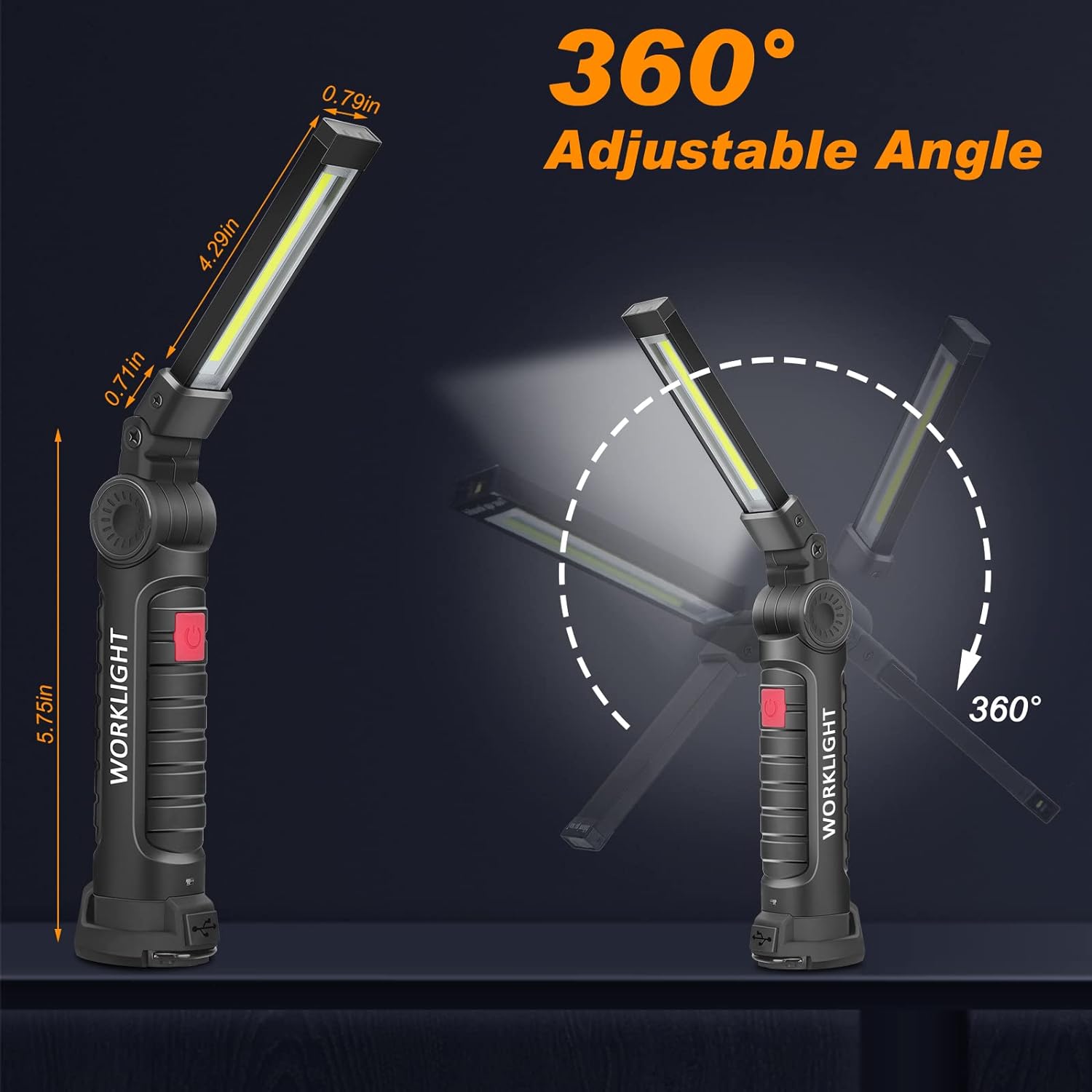 ポータブルハンドヘルド懐中電灯 USB充電式 LEDワークラ - Outdoor Camping Light Portable のレビューと価格
