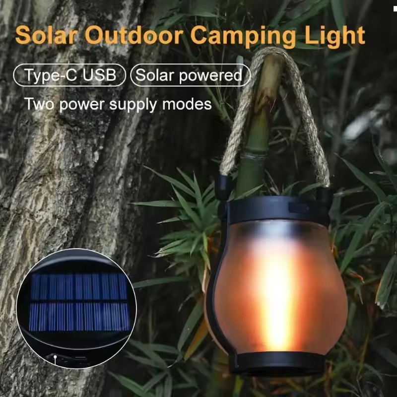 USB 充電式キャンプライトソーラーフレームライト IPX4 - Camping Solar Lantern のレビューと価格