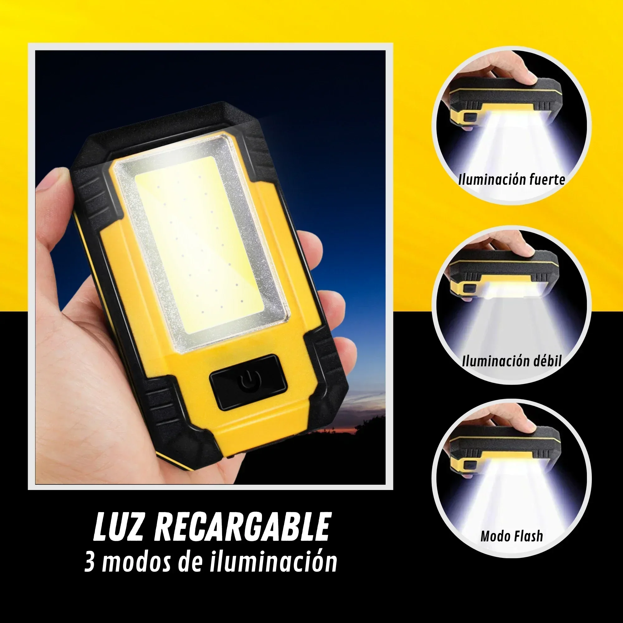 ポータブル4000mAh充電式作業灯 超高輝度COB懐中電灯 - Outdoor Camping Light Portable のレビューと価格