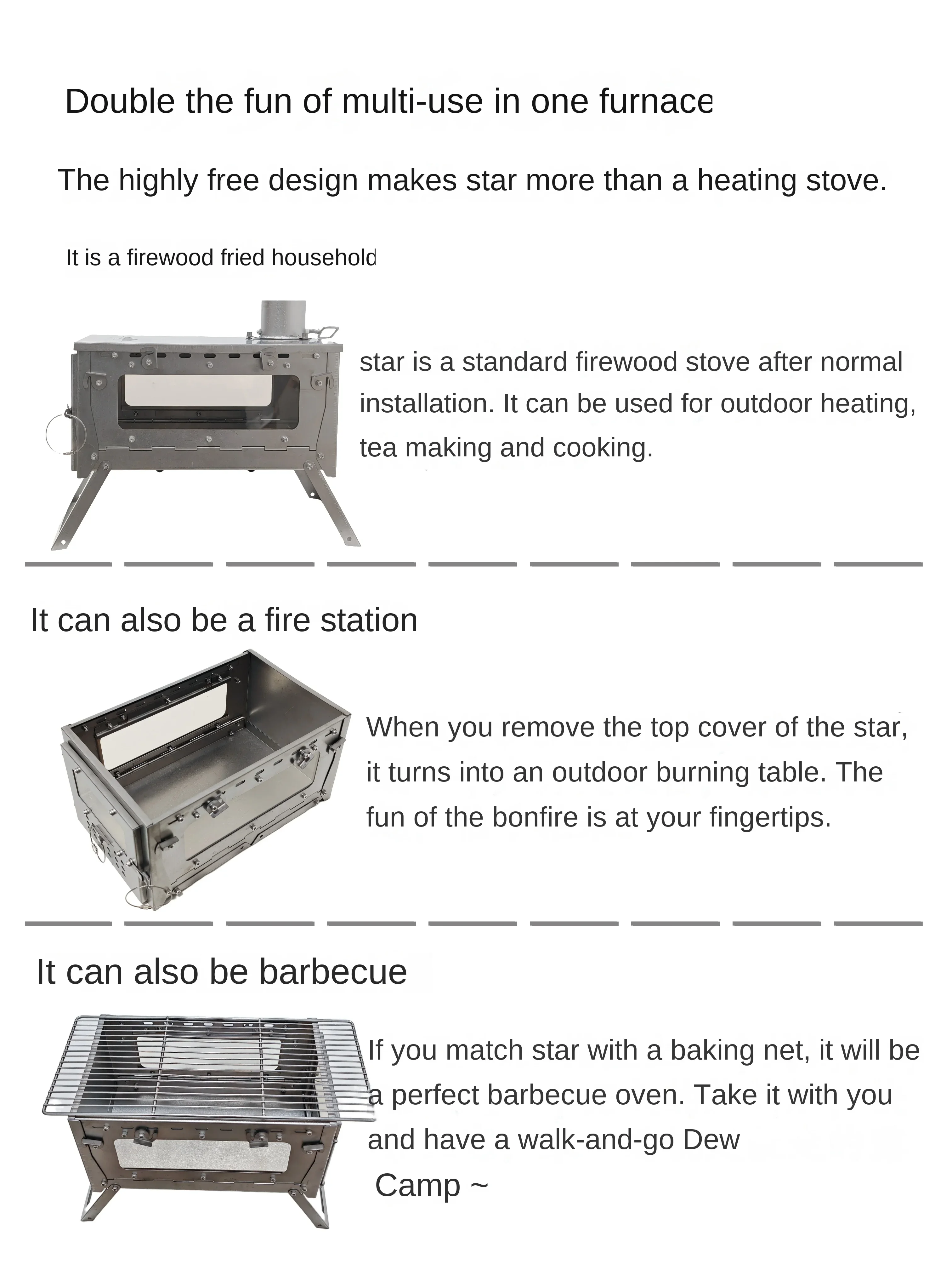 Wt star-tiチタン合金折りたたみ薪ストーブ,ストーブ - Outdoor Camping Oven のレビューと価格