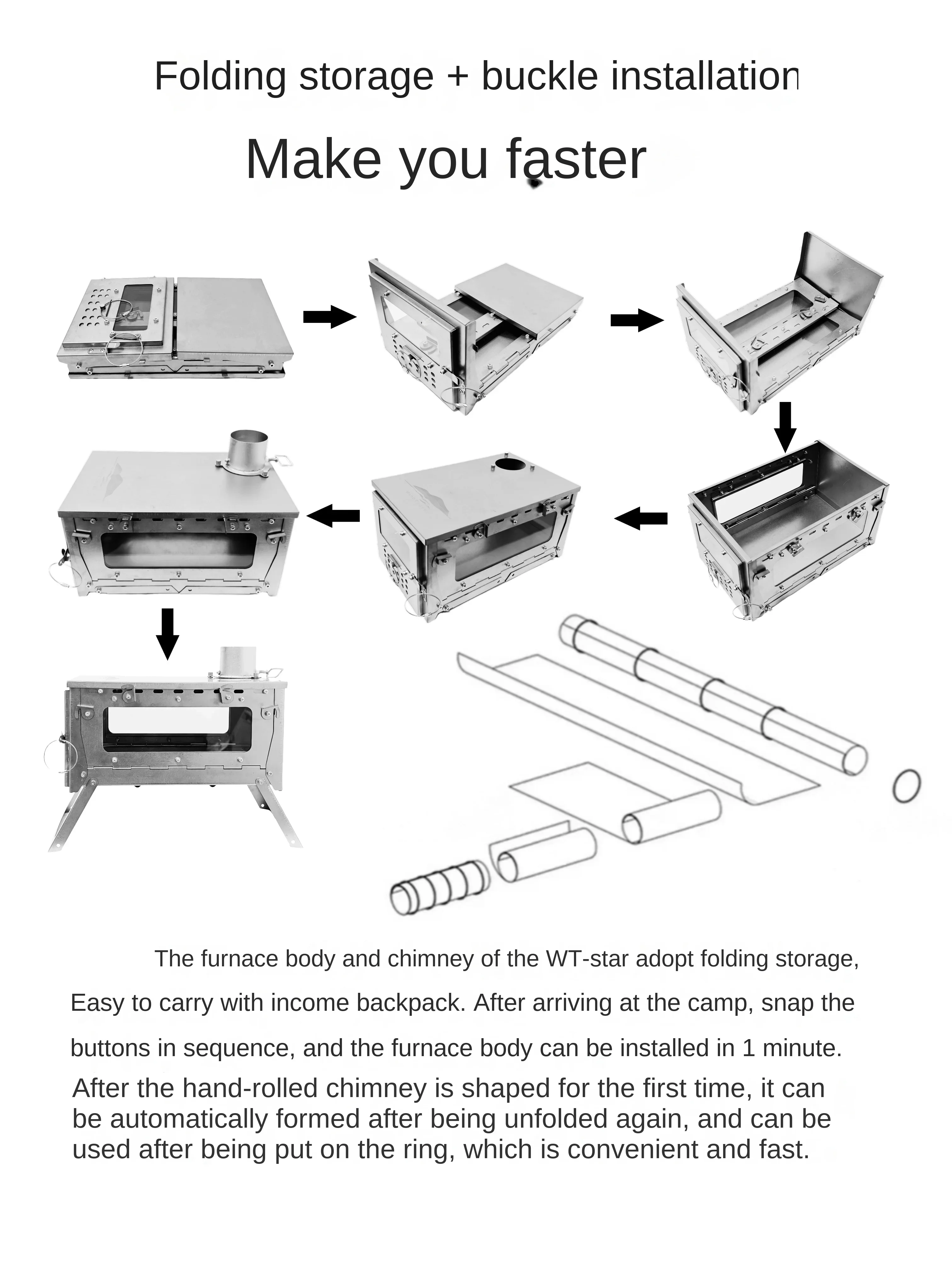 Wt star-tiチタン合金折りたたみ薪ストーブ,ストーブ - Outdoor Camping Oven のレビューと価格