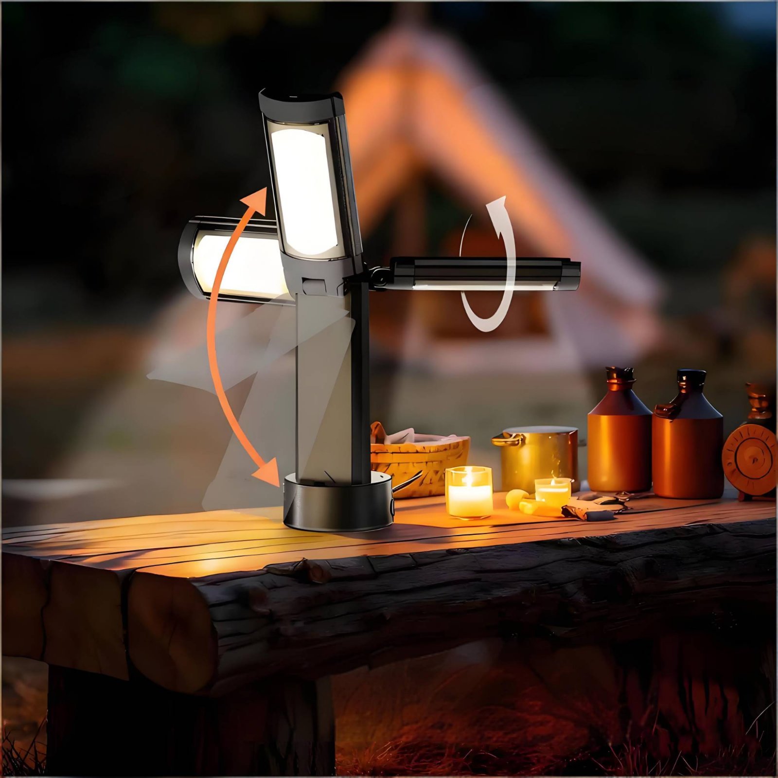 伸縮式テントランプ高さ調節可能ポータブルキャンプランプ折りた - Outdoor Camping Light Portable のレビューと価格