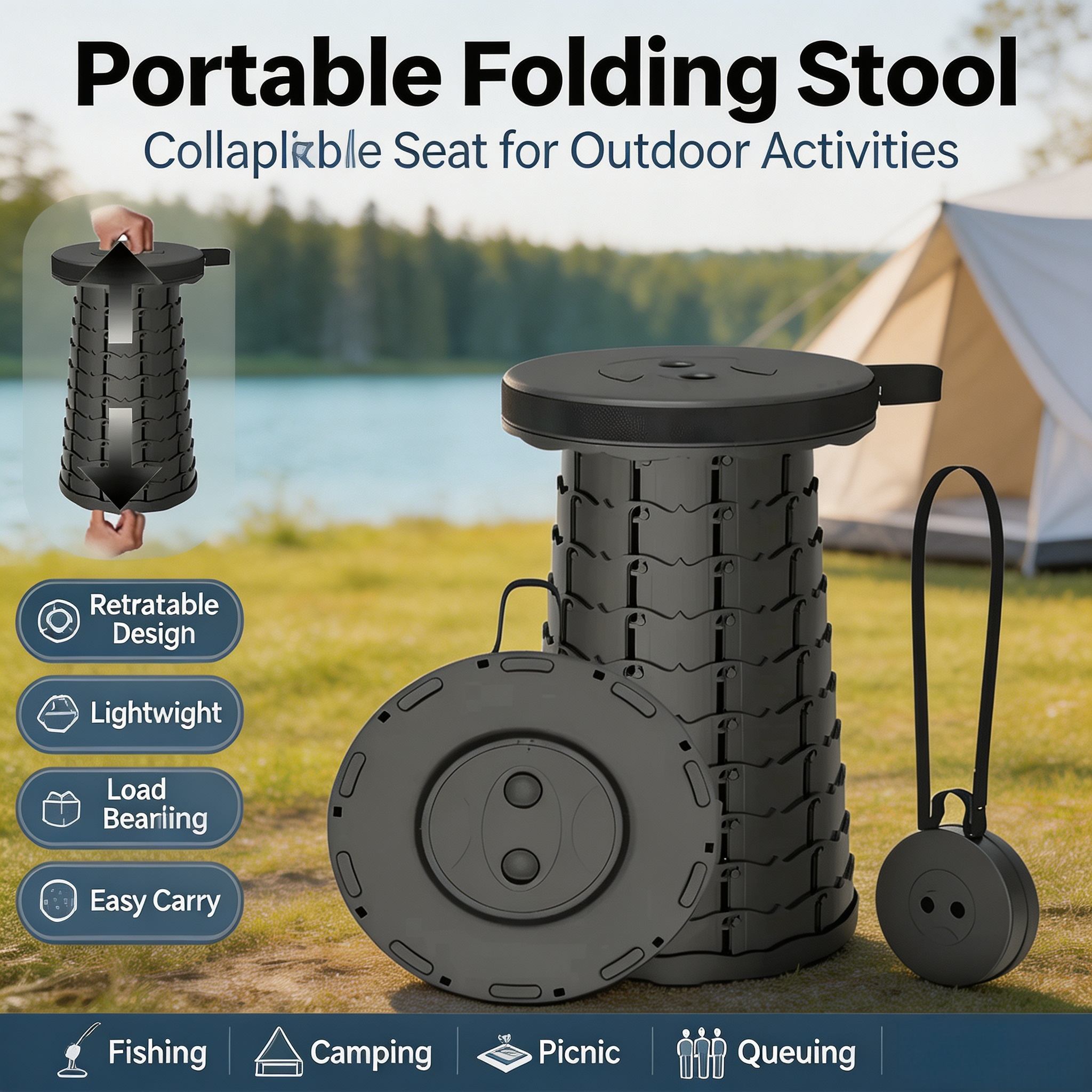 2026年折りたたみ式釣り用スツール 軽量ポータブルコンパク - Outdoor Camping Events 2026 のレビューと価格